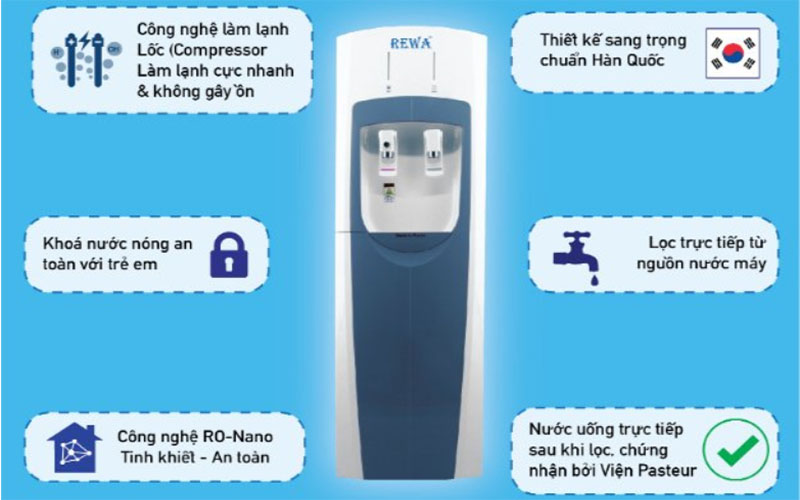 Máy lọc nước nóng lạnh Rewa RW-NA-340 - Hàng chính hãng