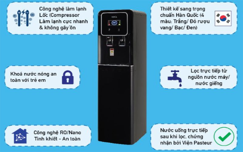 Máy lọc nước nóng lạnh Rewa RW-RO.NA-816S ( Đen, Trắng ) - Hàng chính hãng