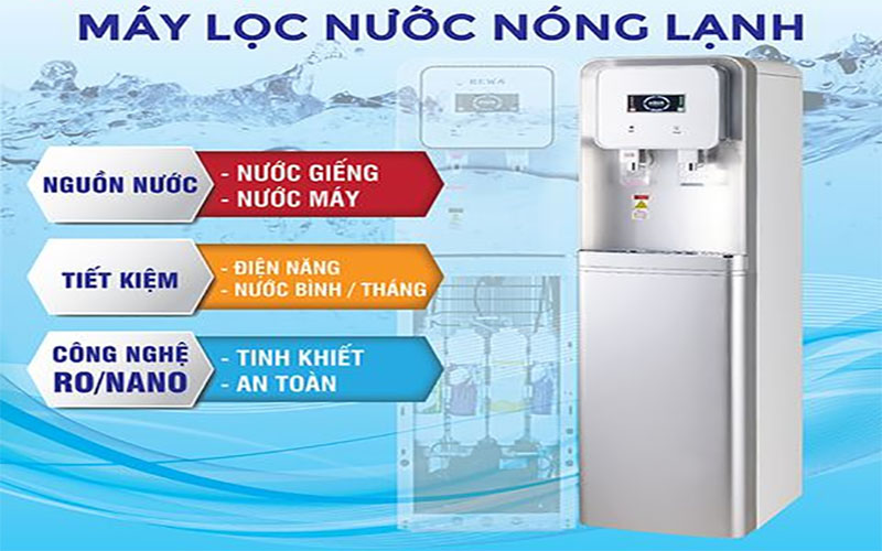 Máy lọc nước nóng lạnh Rewa RW-RO.NA-816S ( Đỏ, Bạc ) - Hàng chính hãng