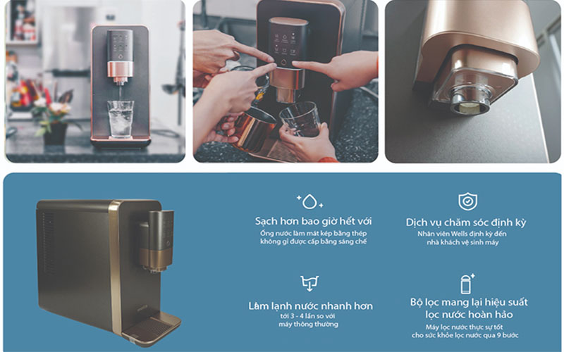 Máy lọc nước nóng lạnh Wells TRUE TANKLESS UV+ - Hàng chính hãng