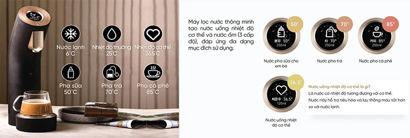 Máy lọc nước nóng lạnh Wells The One Dark Brown - Hàng chính hãng