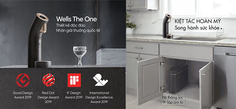 Máy lọc nước nóng lạnh Wells The One Dark Brown - Hàng chính hãng