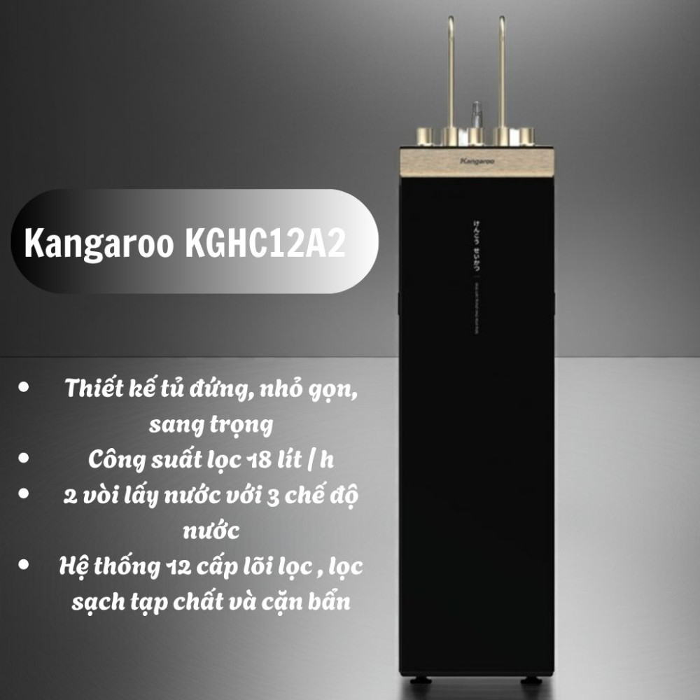 Máy lọc nước RO nóng lạnh Hydrogen ion kiềm Kangaroo KGHC12A2 - Hàng chính hãng