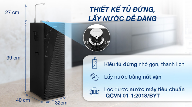 Máy lọc nước Hydrogen nóng lạnh Kangaroo KG10A9I - Hàng chính hãng