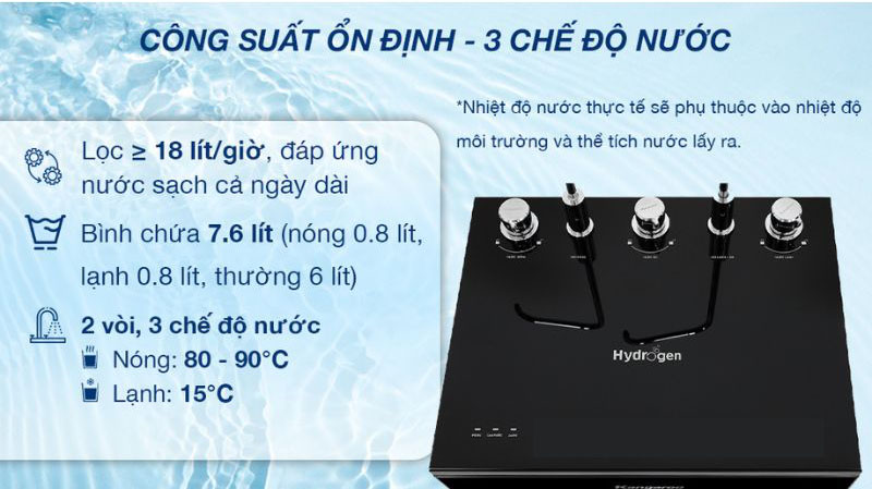 2 vòi nước với 3 chế độ nước khác nhau, đáp ứng nhiều nhu cầu