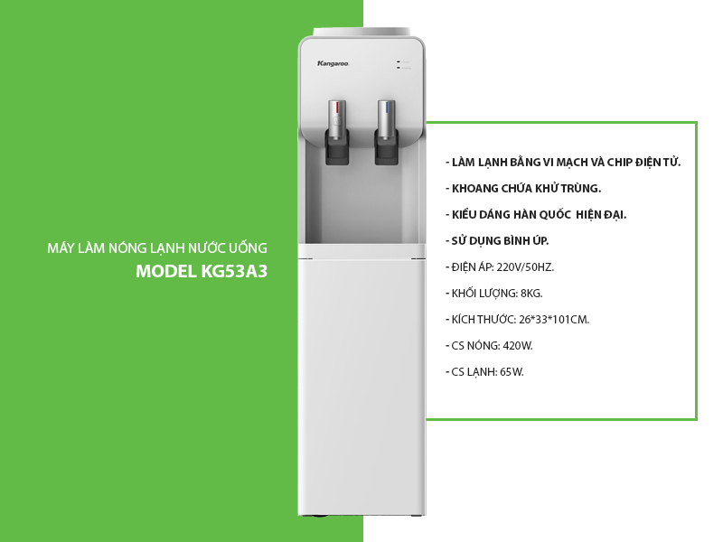 Cây nước nóng lạnh Kangaroo KG53A3 - Hàng chính hãng