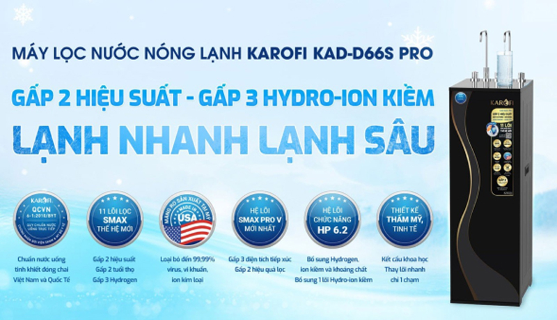 Máy lọc nước nóng lạnh Karofi KAD-D66S PRO - Hàng chính hãng