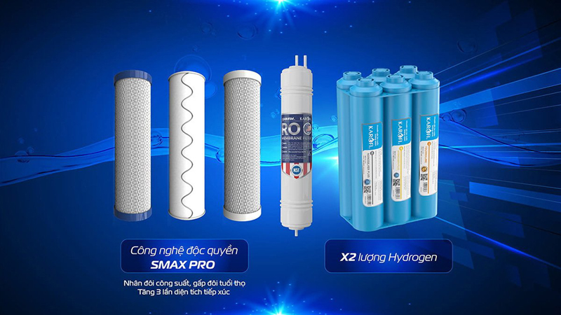 Hệ thống 11 lõi lọc công nghệ Smax mạnh mẽ giúp nhân đôi công suất, gấp đôi tuổi thọ