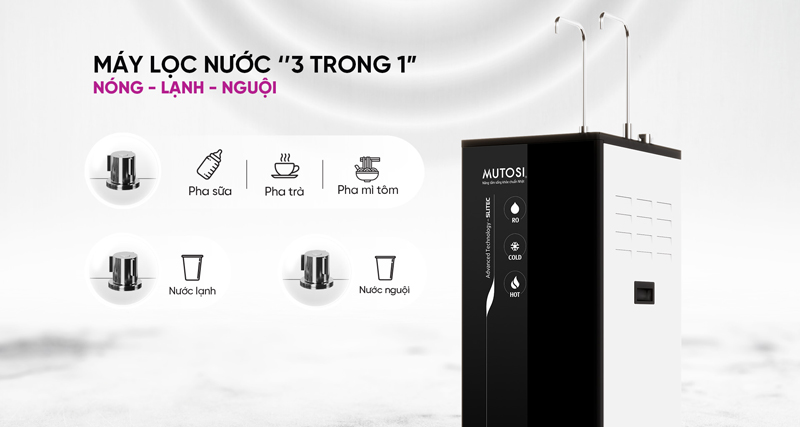 Máy có 3 chế độ nước Nóng - Lạnh - Nguội 