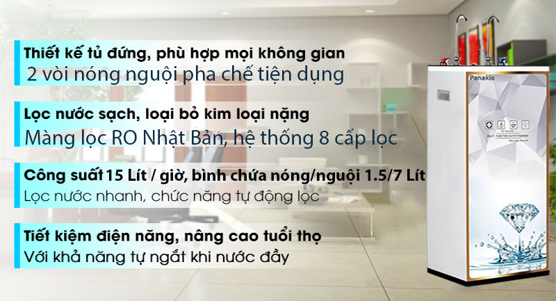 Máy lọc nước nóng nguội RO Panakio PRO-NN-08 - Hàng chính hãng