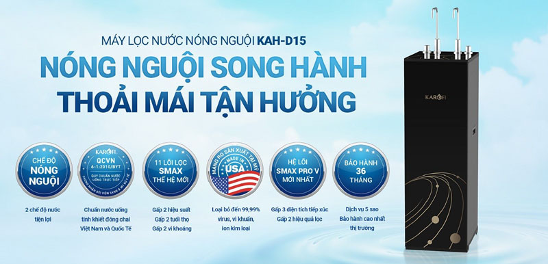 Máy lọc nước nóng nguội Karofi KAH-D15 - Hàng chính hãng