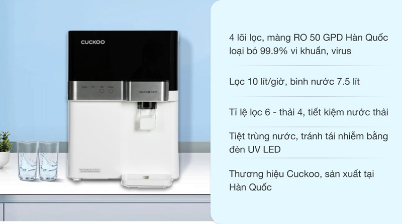Máy lọc nước RO Cuckoo CP-RRP701MBK - Hàng chính hãng
