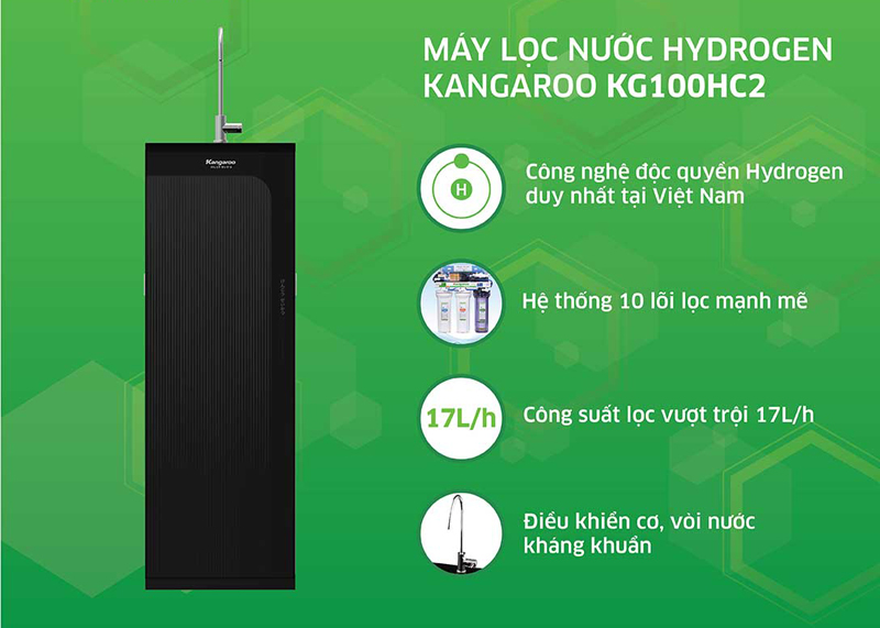 Máy lọc nước RO Hydrogen Kangaroo KG100HC2 - Hàng chính hãng