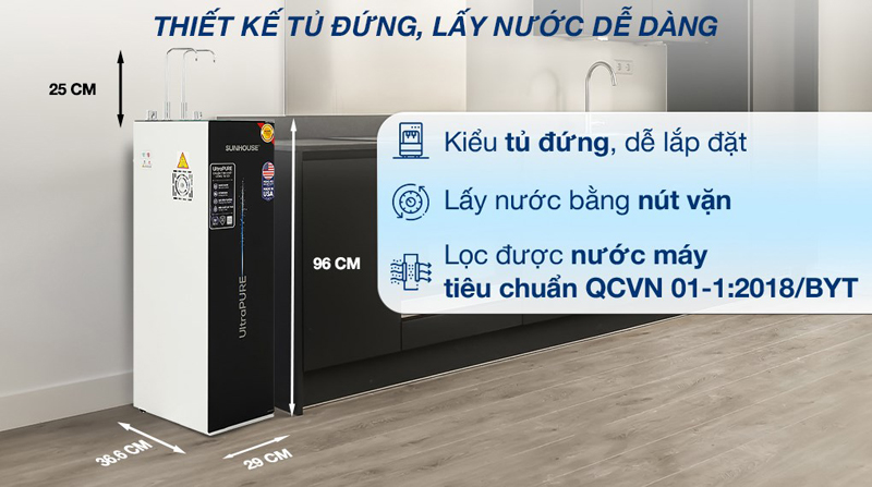 Máy lọc nước RO nóng nguội lạnh Sunhouse UltraPURE SHA76210KL - Hàng chính hãng