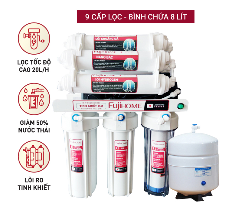 Máy lọc nước tinh khiết Fujihome Hydrogen RO-F09 - Hàng chính hãng