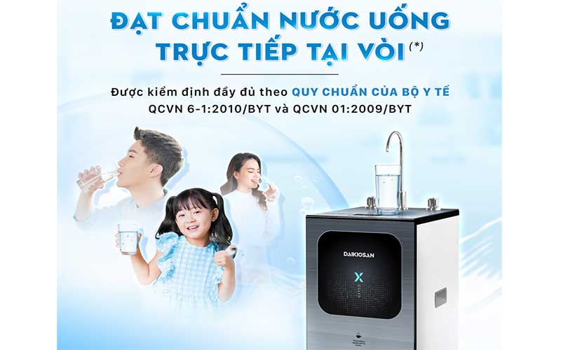 Nước uống đạt chuẩn của Máy lọc nước từ trường nóng nguội Daikiosan X-Guard DSW-36211M