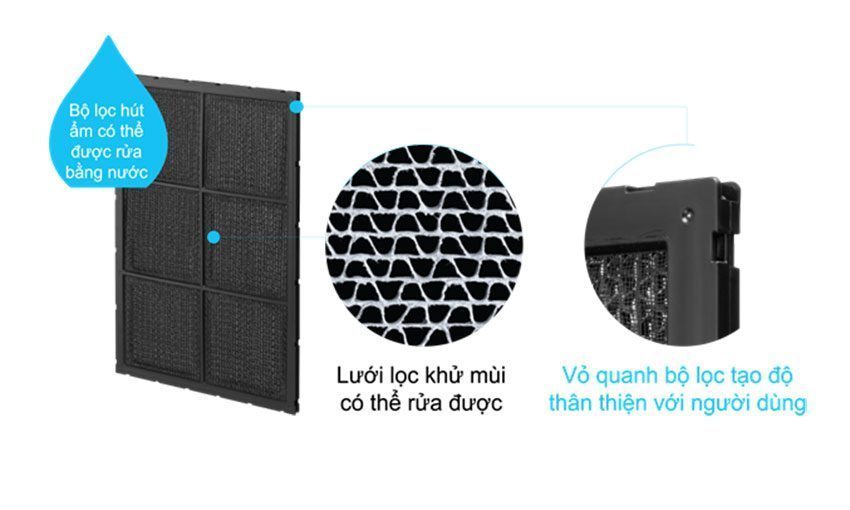 Máy lọc và tạo ẩm không khí Inverter Hitachi EP-A6000 với thiết kế bộ lọc
