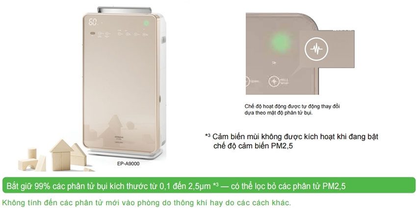 Chức năng cảm biến mùi của máy lọc và tạo ẩm không khí Inverter Hitachi EP-A9000