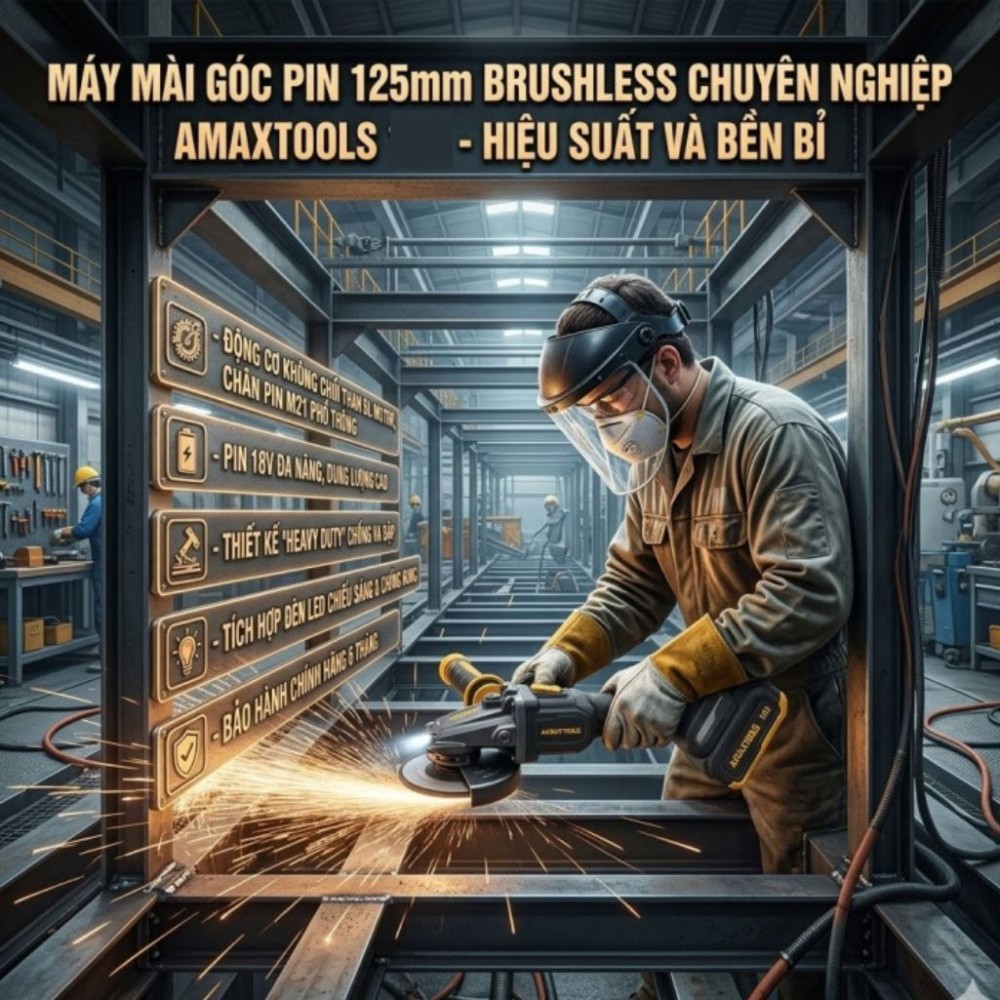 Máy mài góc dùng pin Amaxtools AM125CS-SM - Hàng chính hãng