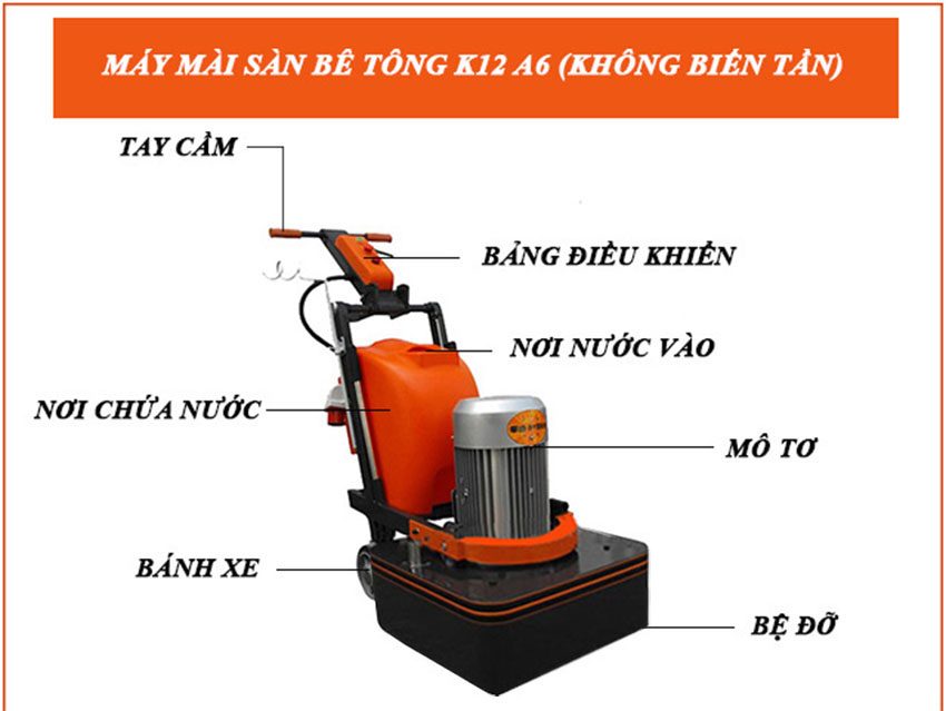 Máy mài sàn bê tông không biến tần Karva K12 A6 - Hàng chính hãng