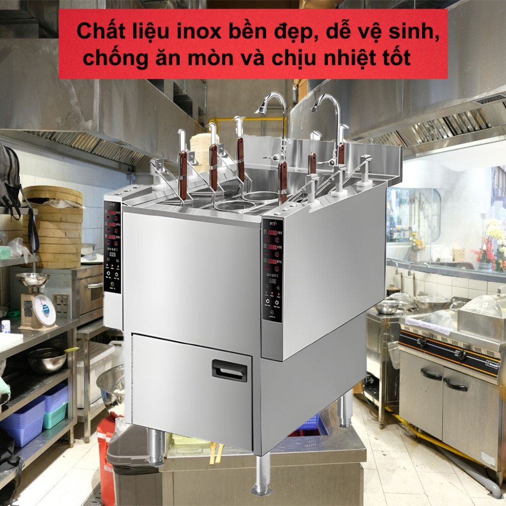 Máy nấu mì công nghiệp 6 giỏ H&C CM-Z6 9000W - Hàng chính hãng