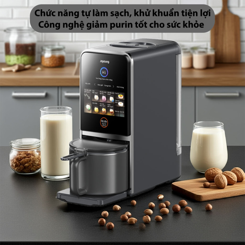 Máy nấu sữa hạt làm sạch tự động Joyoung JSCB-K7 PRO có chức năng vệ sinh tự động hiện đại