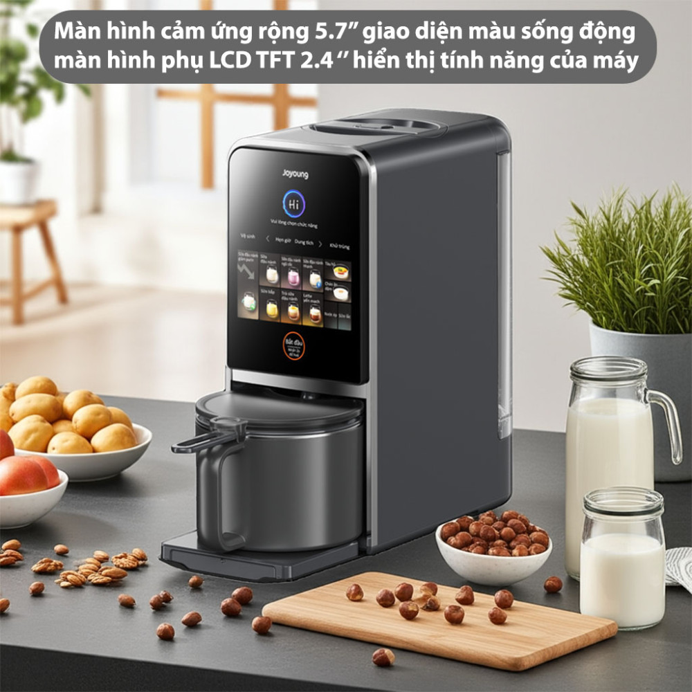 Máy nấu sữa hạt làm sạch tự động Joyoung JSCB-K7 PRO thiết kế màn hình cảm ứng giao diện màu sang trọng