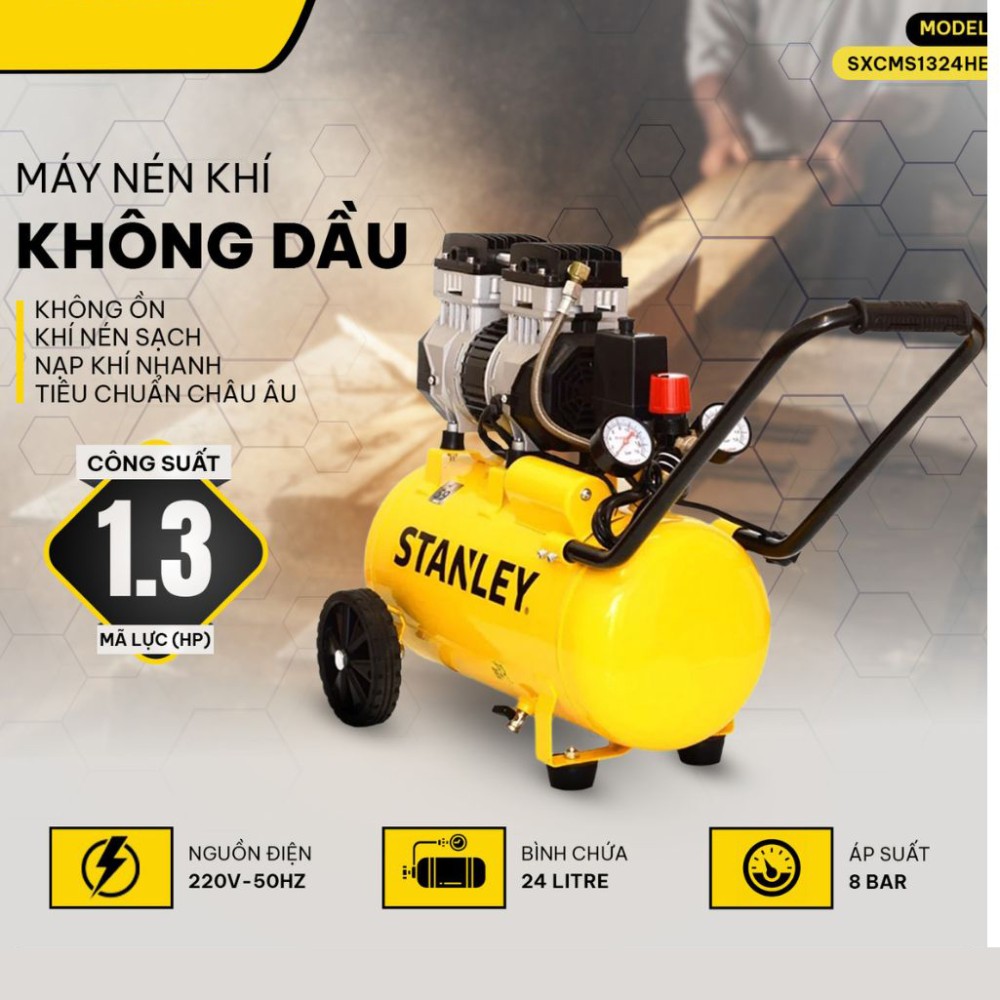 Máy nén khí không dầu 24L Stanley SXCMS1324HE - Hàng chính hãng