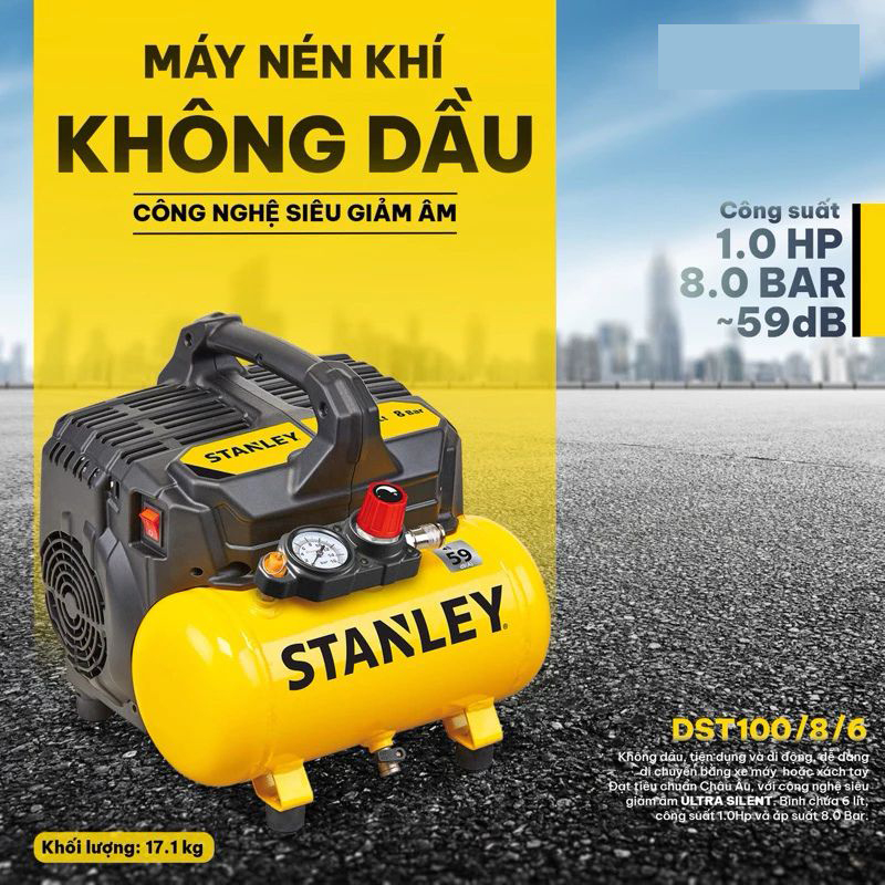 Máy nén khí không dầu 6L Stanley DST100/8/6 - Hàng chính hãng