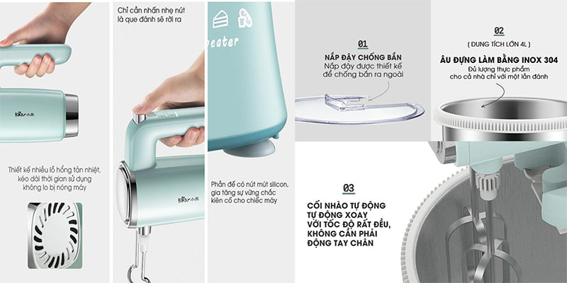 Thiết kế của Máy nhồi bột đánh trứng để bàn Bear DDQ-B03V1