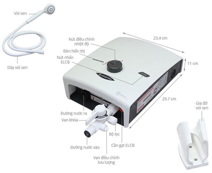 Máy tắm nước nóng lạnh Ariston AURES EASY SB35E-VN - Hàng chính hãng