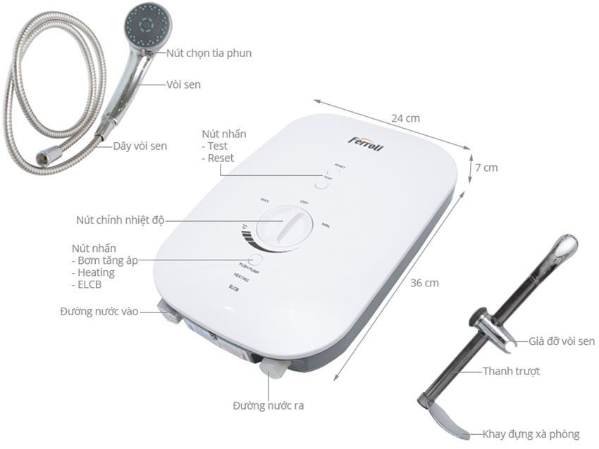 Chi tiết của máy nước nóng Ferroli Divo SSP 4.5S