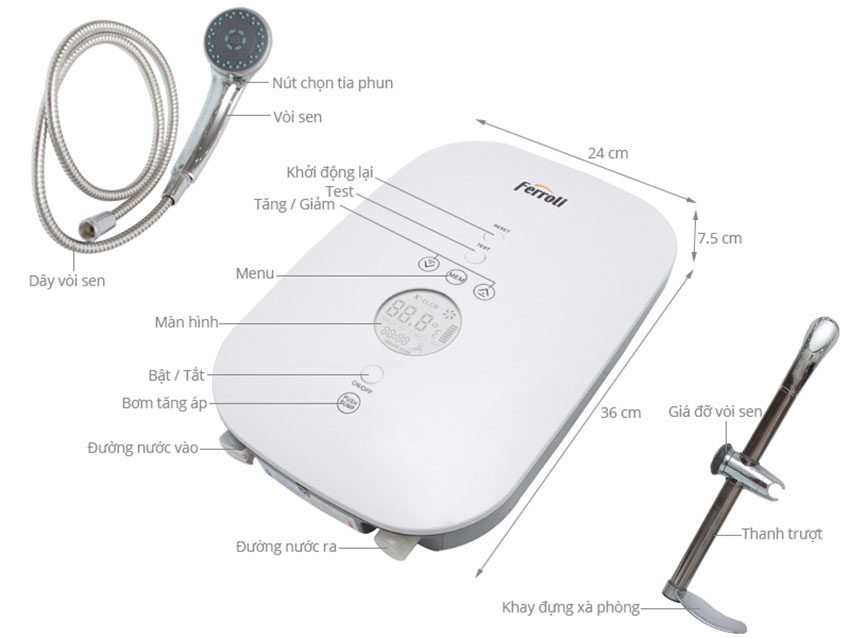 Chi tiết của máy nước nóng Ferroli Divo SDP 4.5S