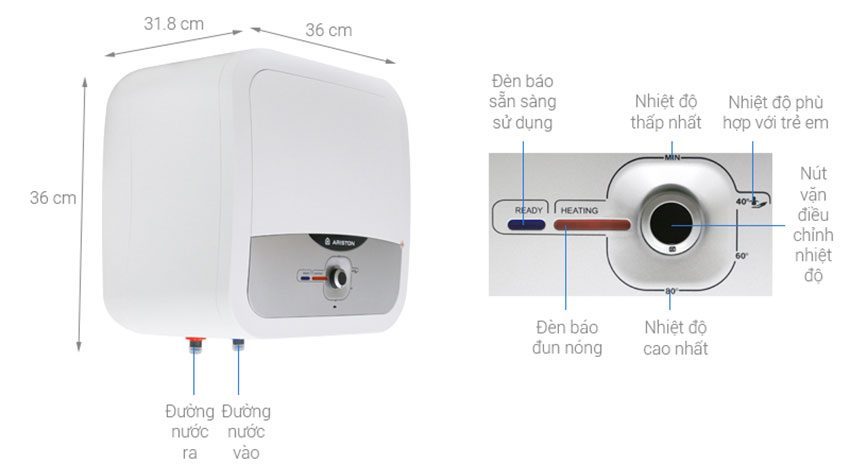 Chi tiết của máy nước nóng gián tiếp Ariston AN2 15 RS 2.5 FE