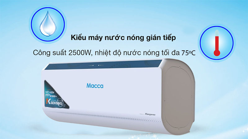 Công suất và nhiệt độ của Máy nước nóng gián tiếp Kangaroo KG75A3
