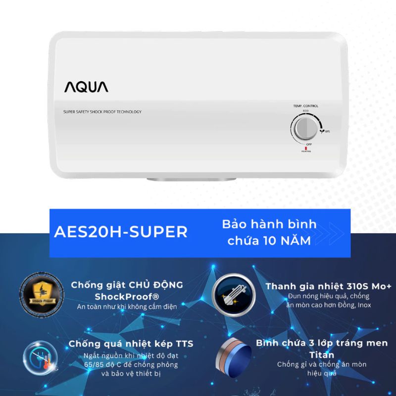 Máy nước nóng gián tiếp Aqua AES20H-SUPER - Hàng chính hãng