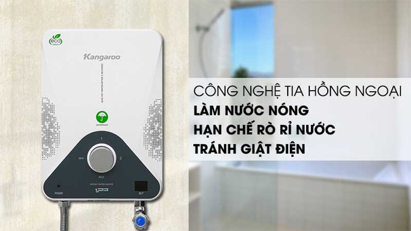Máy nước nóng hồng ngoại Kangaroo KG588W - Hàng chính hãng