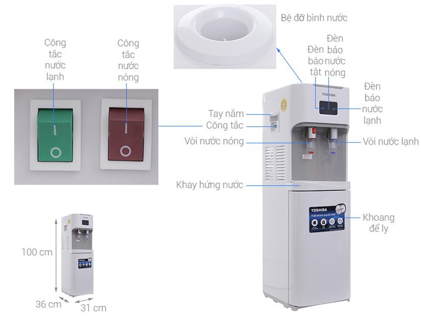 Máy nước nóng lạnh Toshiba RWF-W1664TV(W1) - Hàng chính hãng