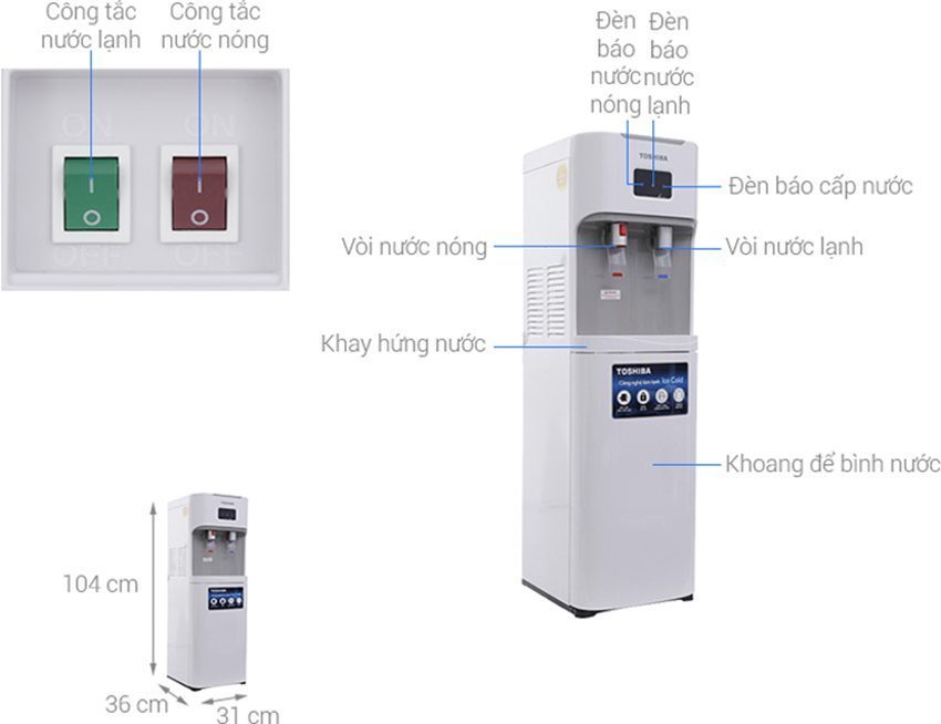 Máy nước nóng lạnh Toshiba RWF-W1669BV(W1) - Hàng chính hãng