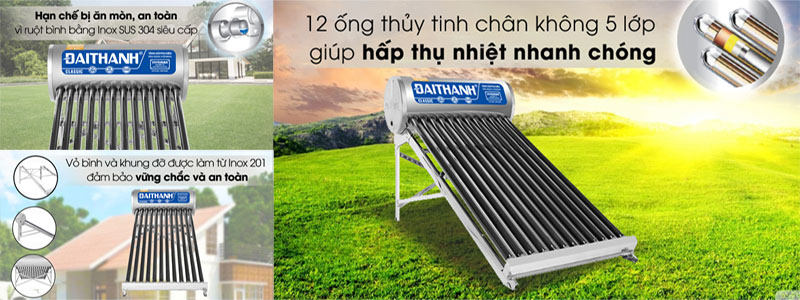 Máy nước nóng năng lượng mặt trời Đại Thành 130 lít Classic 58-12 - Hàng chính hãng