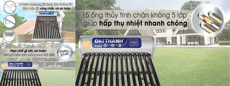 Máy nước nóng năng lượng mặt trời Đại Thành 160 lít Classic 58-15 - Hàng chính hãng
