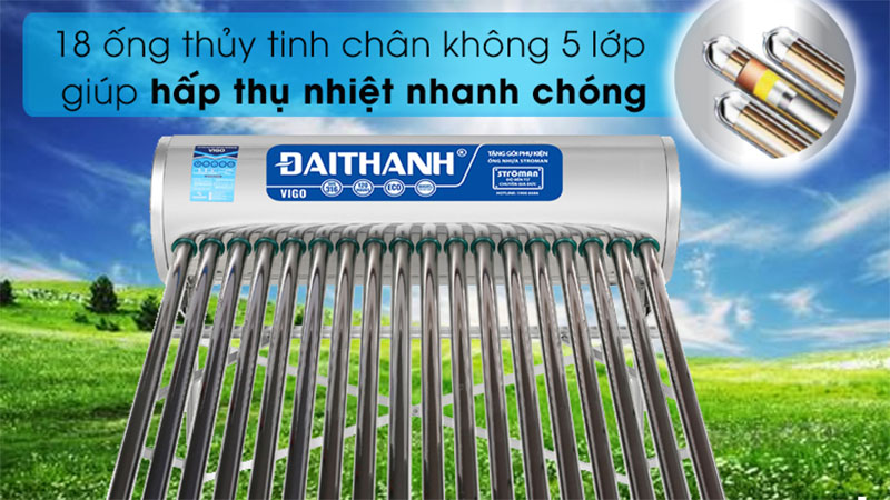 Máy nước nóng năng lượng mặt trời Đại Thành 180 lít Vigo 58-18 - Hàng chính hãng