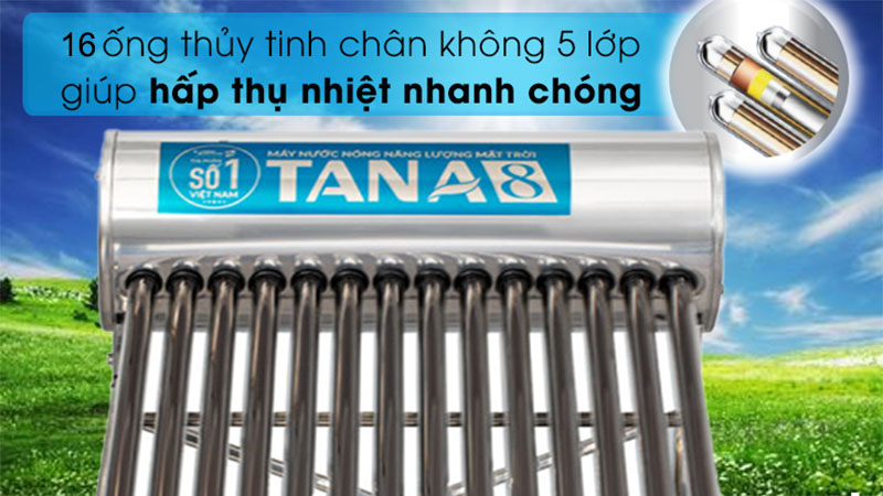 Máy nước nóng năng lượng mặt trời GO 58-18 Tân Á 8 TA8-180 - Hàng chính hãng