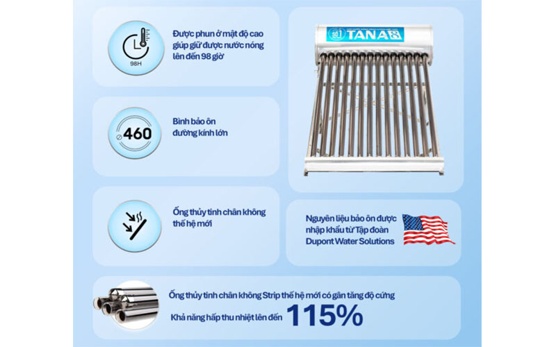 Máy nước nóng năng lượng mặt trời Go 58-24 Tân Á 8 TA8-260 - Hàng chính hãng