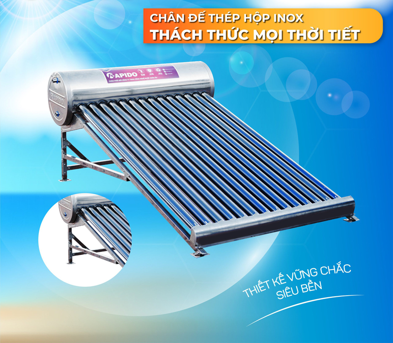 Máy năng lượng mặt trời Rapido Ruby 200L ống dầu - Hàng chính hãng