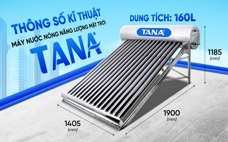 Kích thước của Máy nước nóng năng lượng mặt trời Tân Á TA-GO 58-16