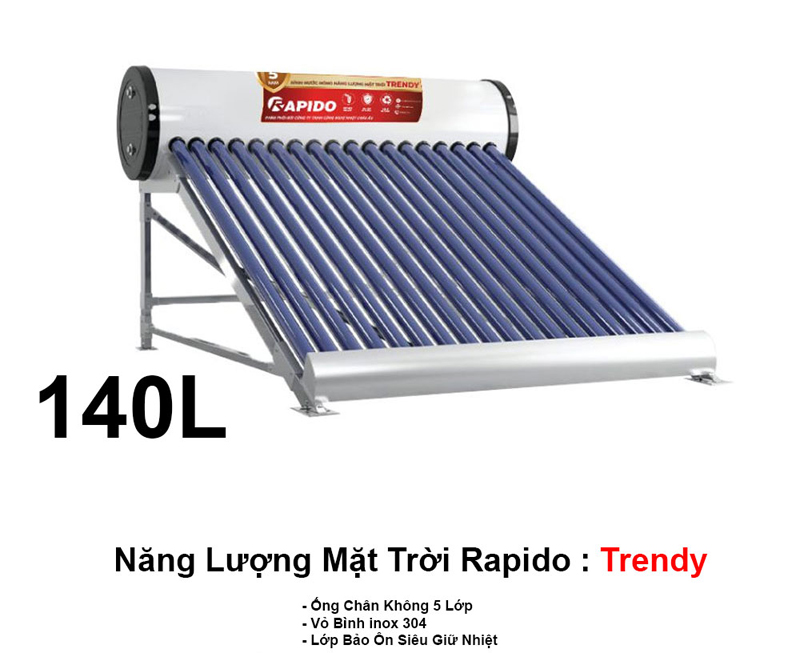 Máy năng lượng mặt trời Rapido TRENDY 14 ống chân không - Hàng chính hãng