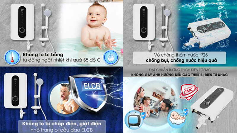 Máy nước nóng trực tiếp Beko 3500W BWI35S2D-213 - Hàng chính hãng