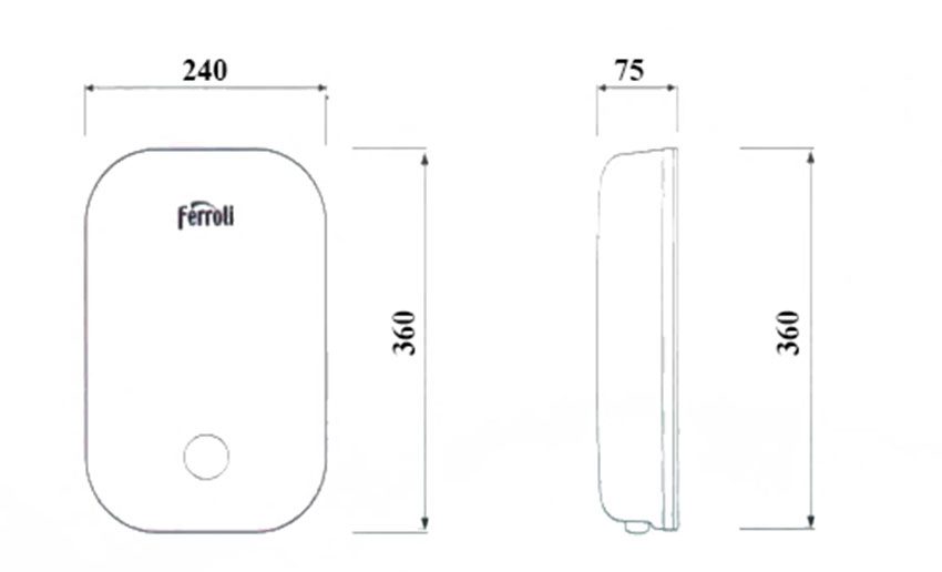 Kích thước của máy nước nóng trực tiếp Ferroli AMORE GSN