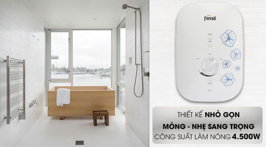 Thiết kế hiện đại, sang trọng của máy nước nóng trực tiếp Ferroli DIVO SSN 4.5S 